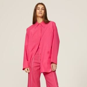 TOMMY HILFIGER Pink Button Front Silk Collared Neckline Explorer Shirt Size 34